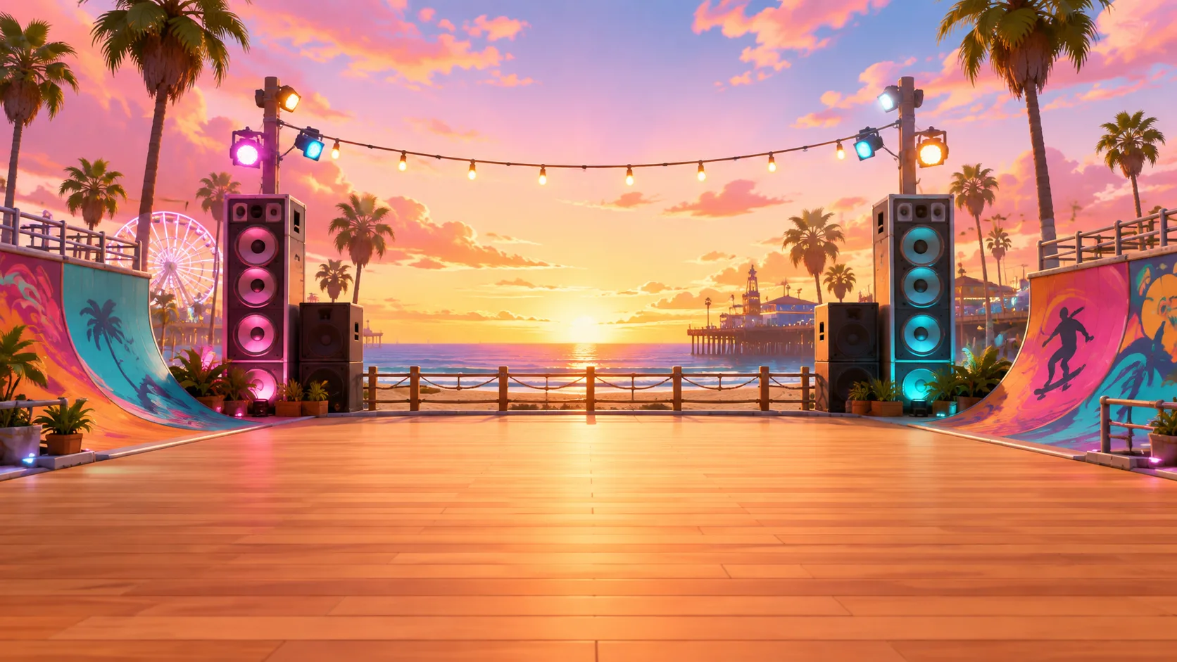 Neon docks stage
